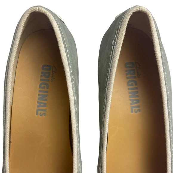 Clarks Originals Lt. Green Canvas Wedge Platform Espadrille w/Tie Detail Sz 10 M - Picture 4 of 13